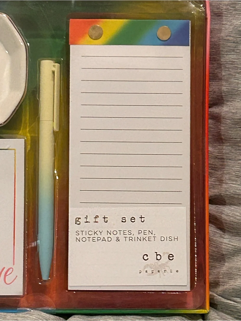 cbe Design Rainbow Sticky Note And Pen Gift Set NWTS